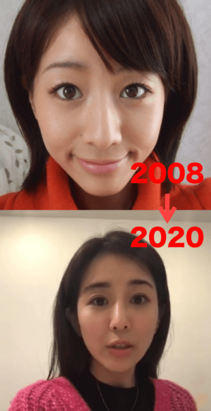 田中みな実の2008年と2020年の比較